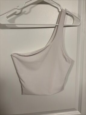 One-Shoulder Crop Top in Light Taupe